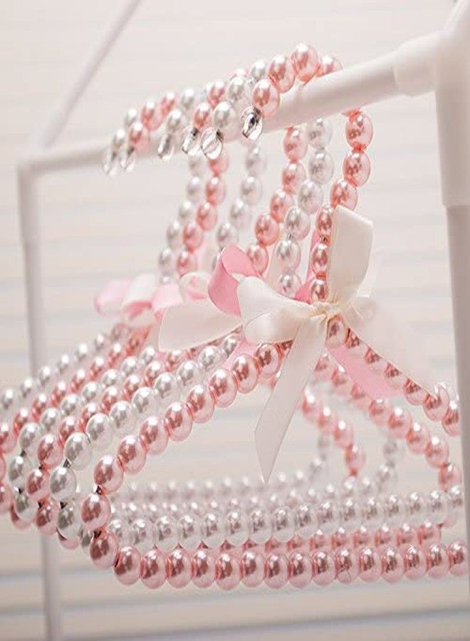 BUUEERR 5 Pack Pearl Beads Metal Elegant Rosette Clothes Hangers for Kids Children Pet Dog (Pink) - Image 2